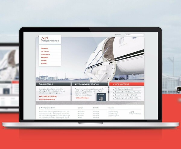 Online-Auftritt für Luxus Airline