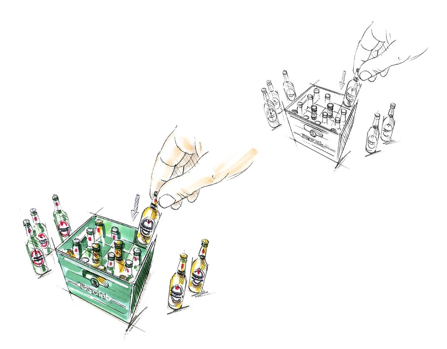 Scribbles und Illustration von Becks Minibierkasten