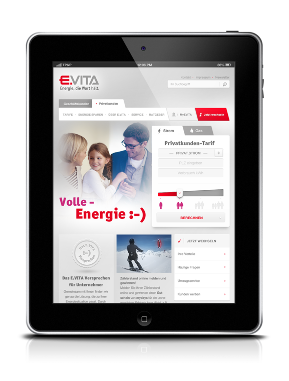 E.Vita auf dem Tablet