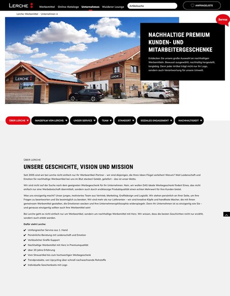 Screenshot vom finalen Auftritt (Seitenbereich "Unternehmen")