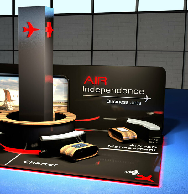 Messestand für die Fluggesellschaft Air Independence