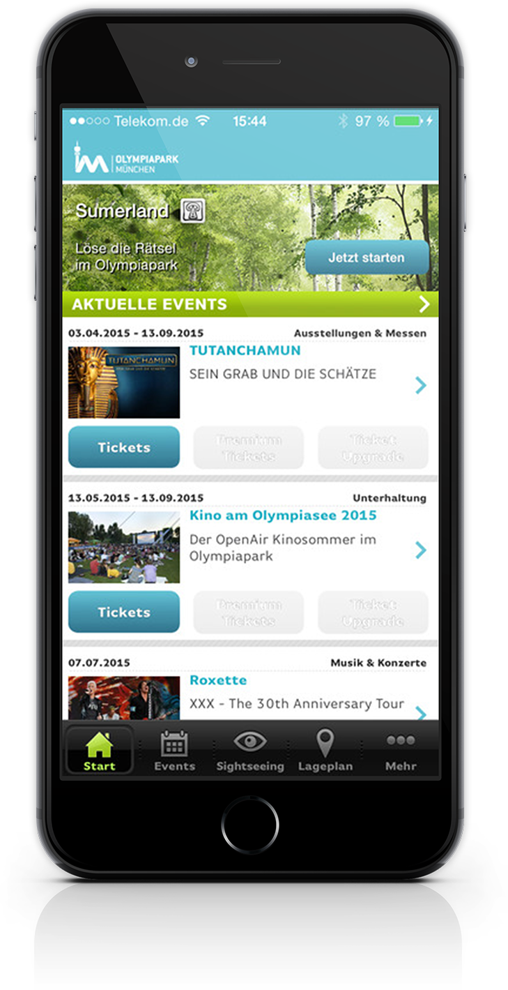 Olympiapark App Aktuelle Events