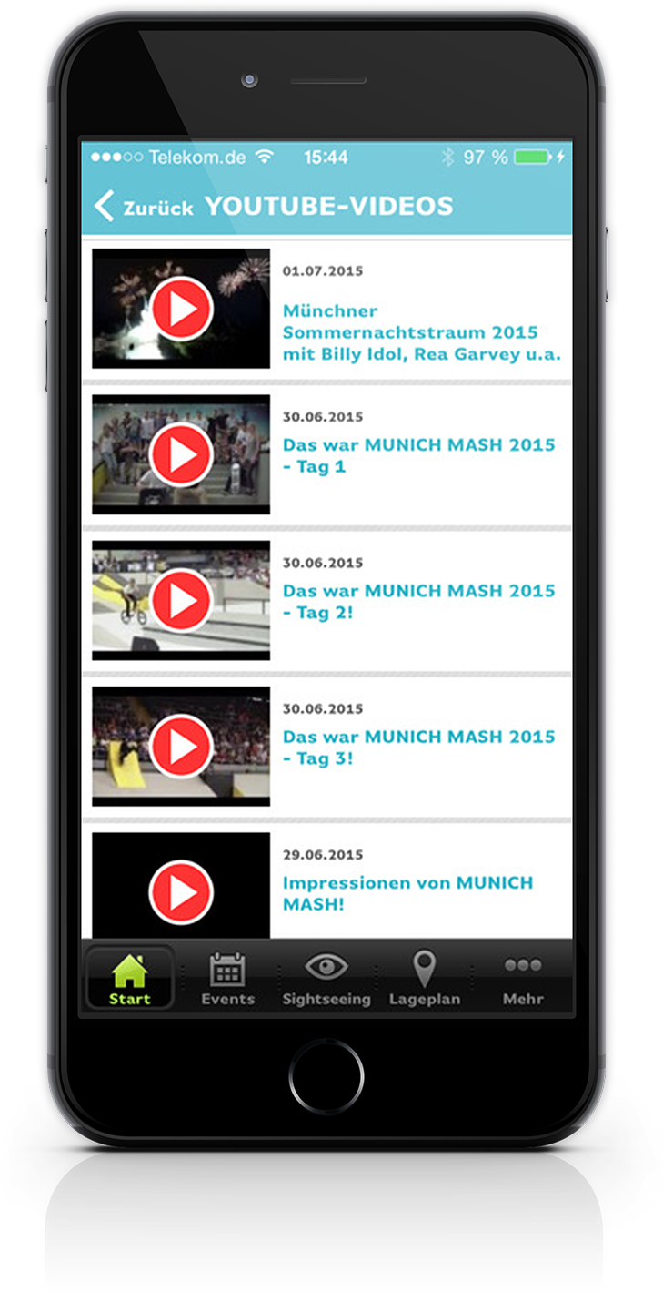 Olympiapark App Youtube-Videos