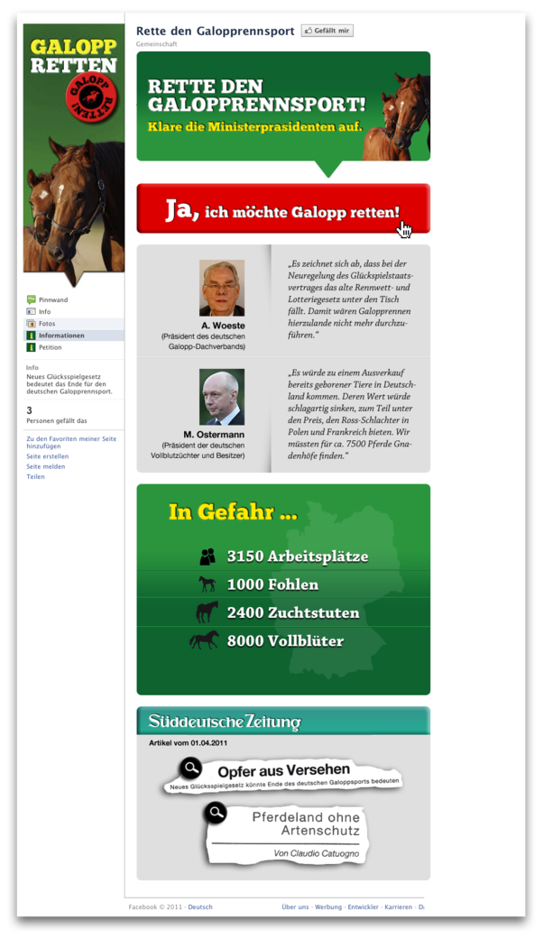 Galopp retten Facebook Tab