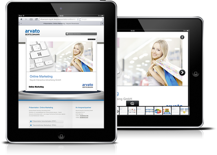 Arvato Showroom auf dem Ipad