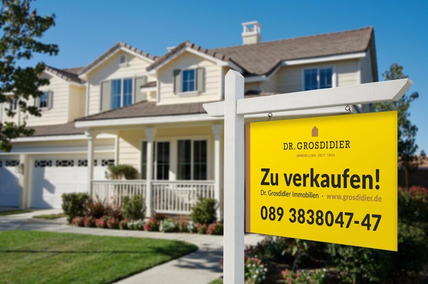 Gestaltung von Verkaufsschildern für Dr. Grosdidier Immobilien