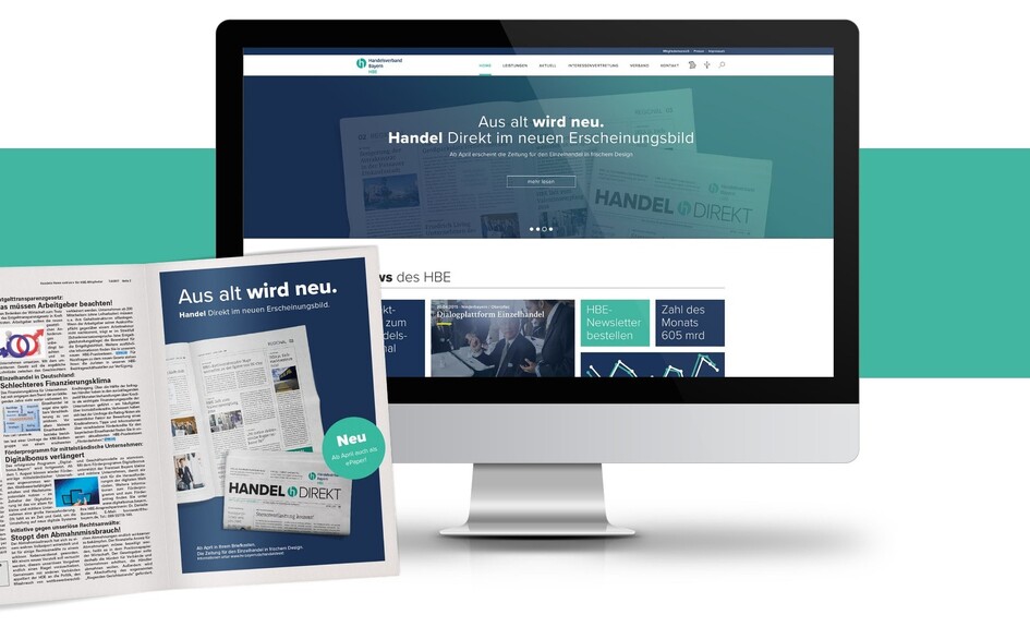 Ankündigung des neuen Handel direkt auf Webseite und alter Ausgabe