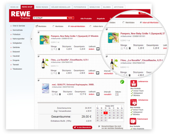 REWE Shop Konzept Merkliste