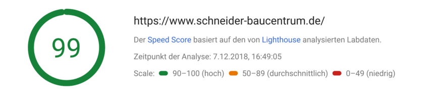 99 % Page Speed Score nach Website Relaunch