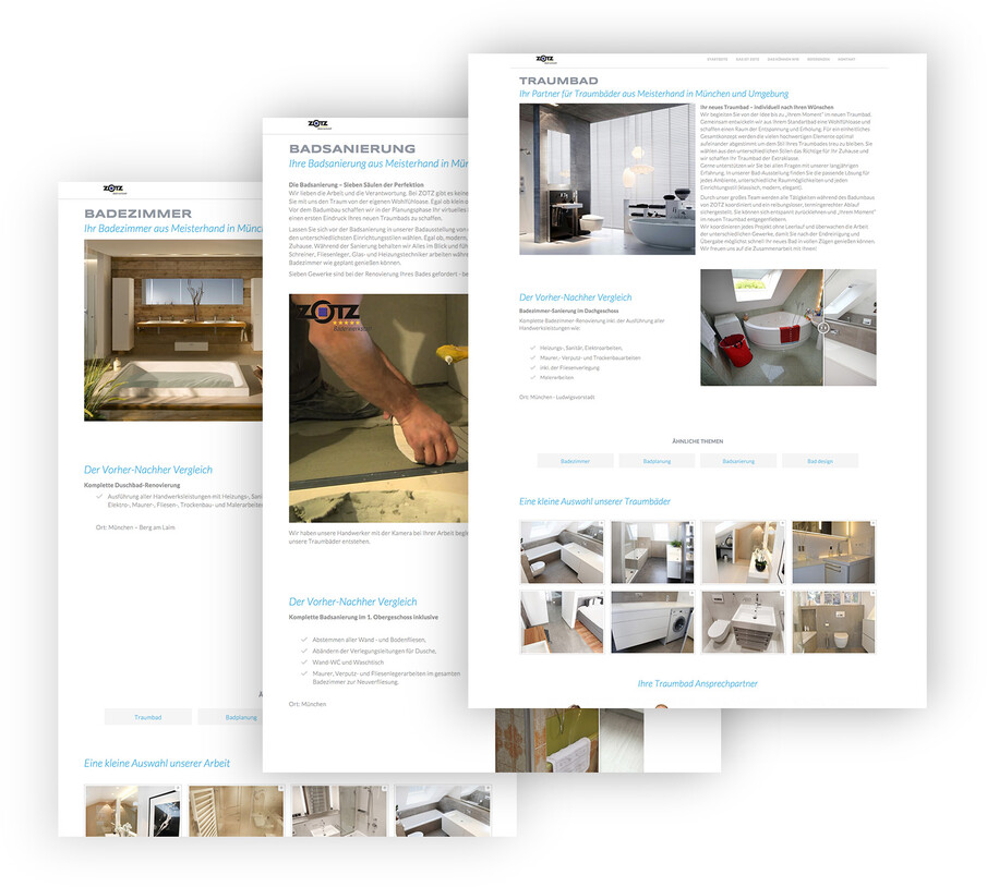 Zotz Bäderwerkstatt Landingpages